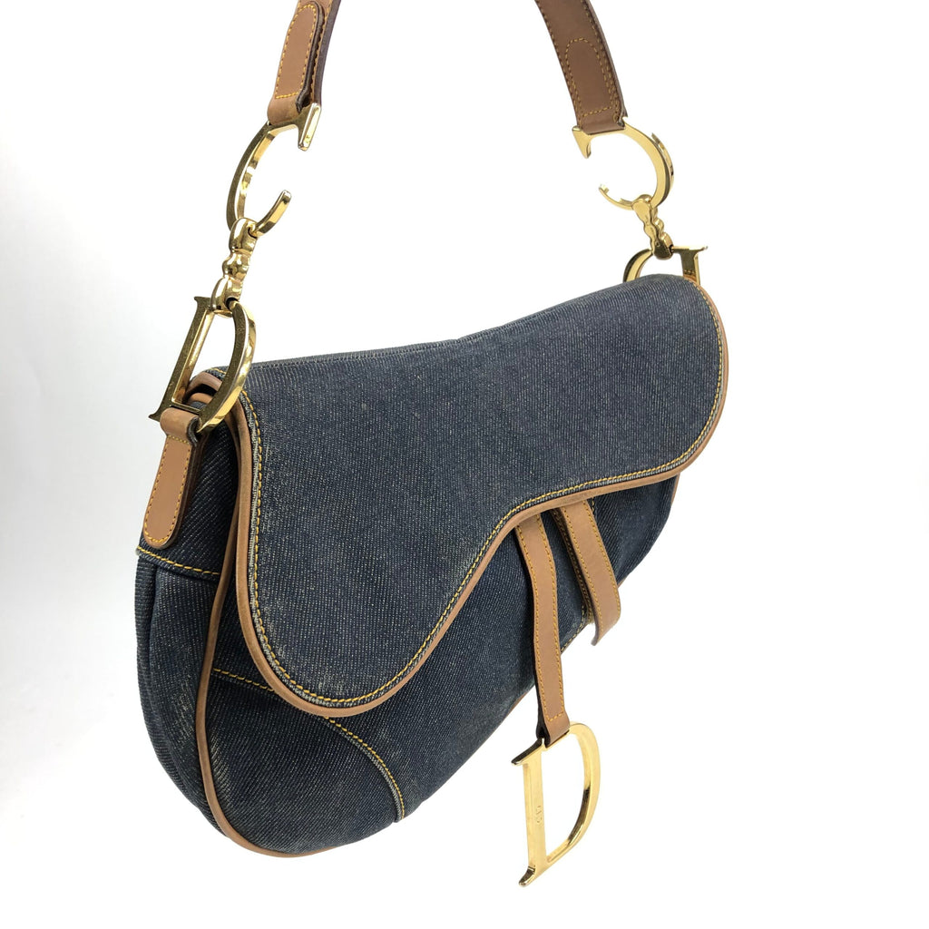 CHRISTIAN DIOR DENIM SADDLE BAG