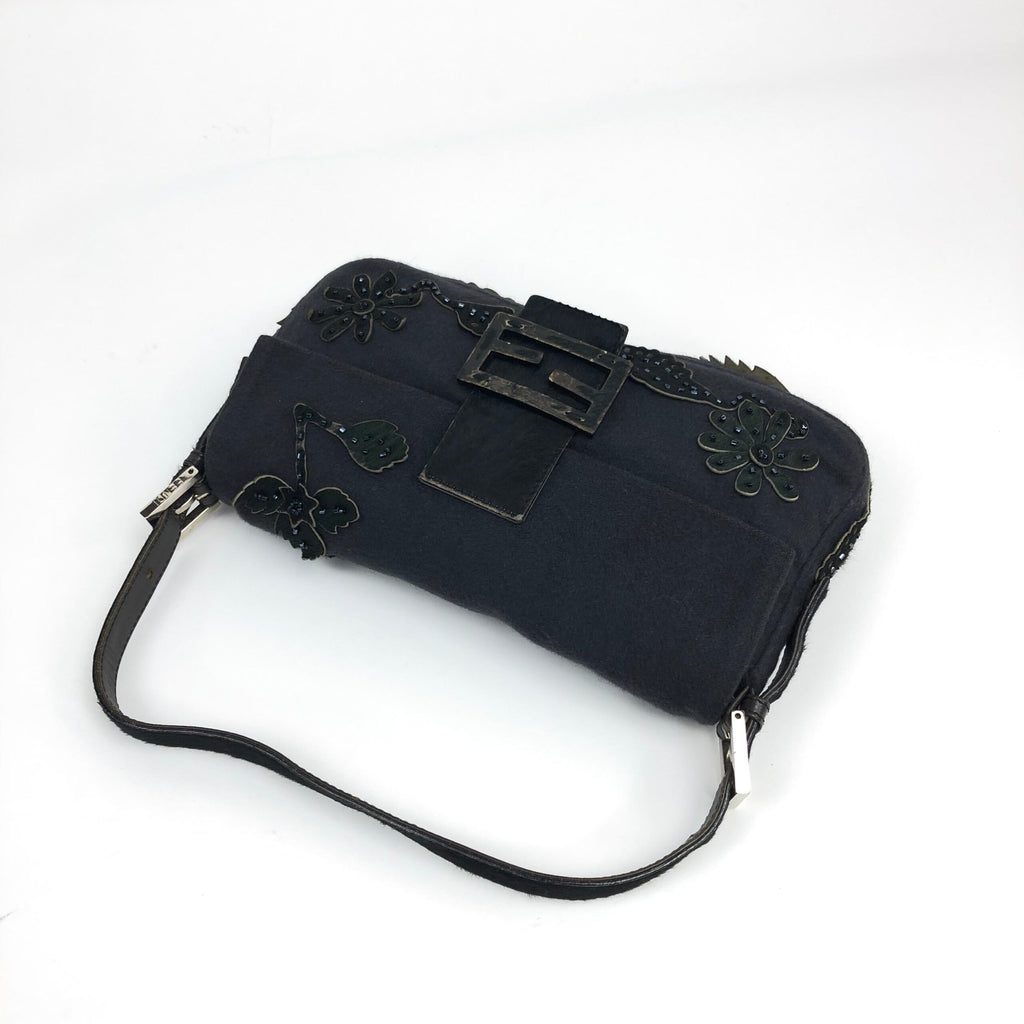 FENDI BAGUETTE WITH CALF HAIR AND BEADED DETAILING