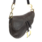 CHRISTIAN DIOR BROWN LEATHER SADDLE BAG