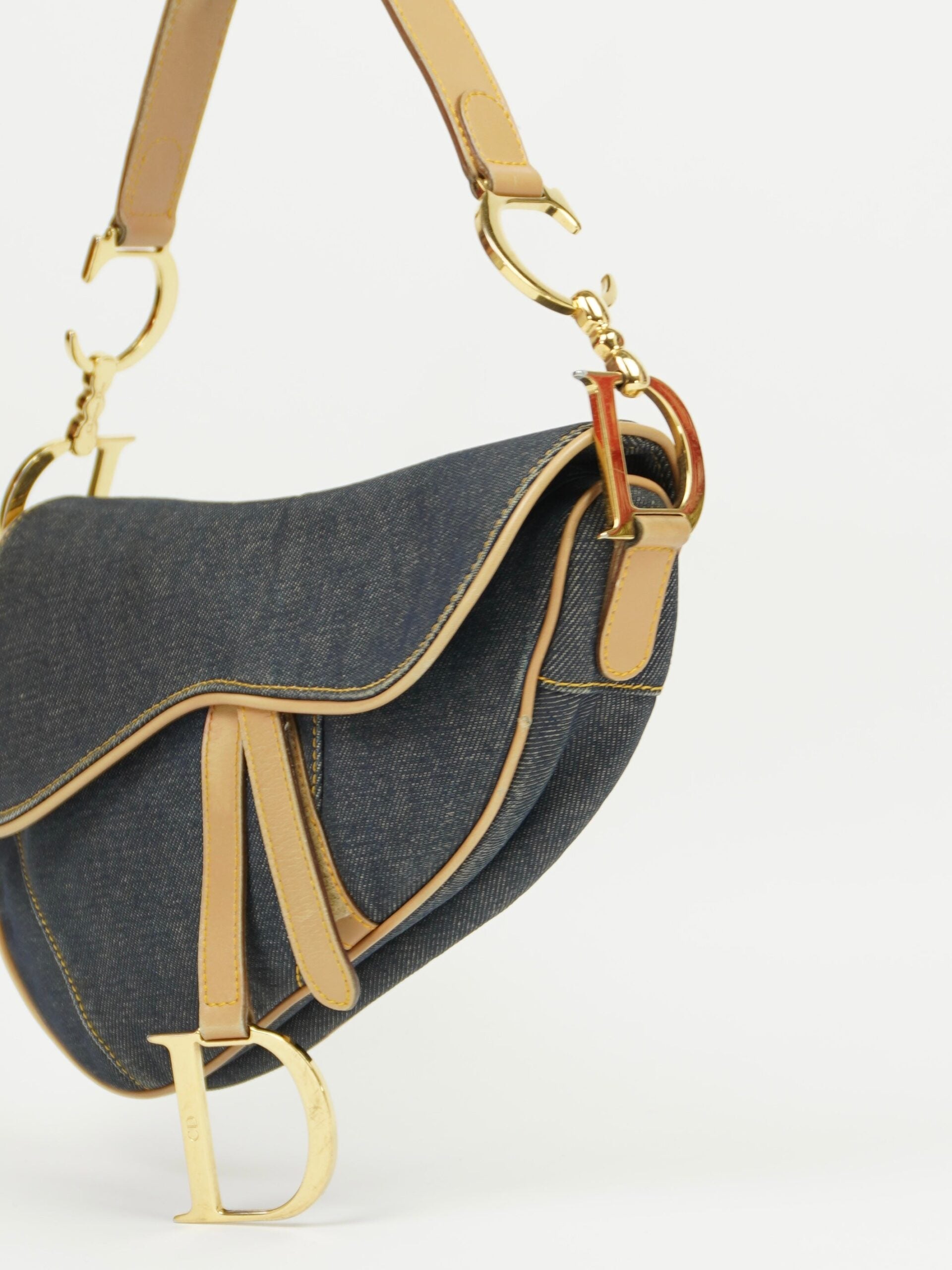 CHRISTIAN DIOR DENIM SADDLE BAG