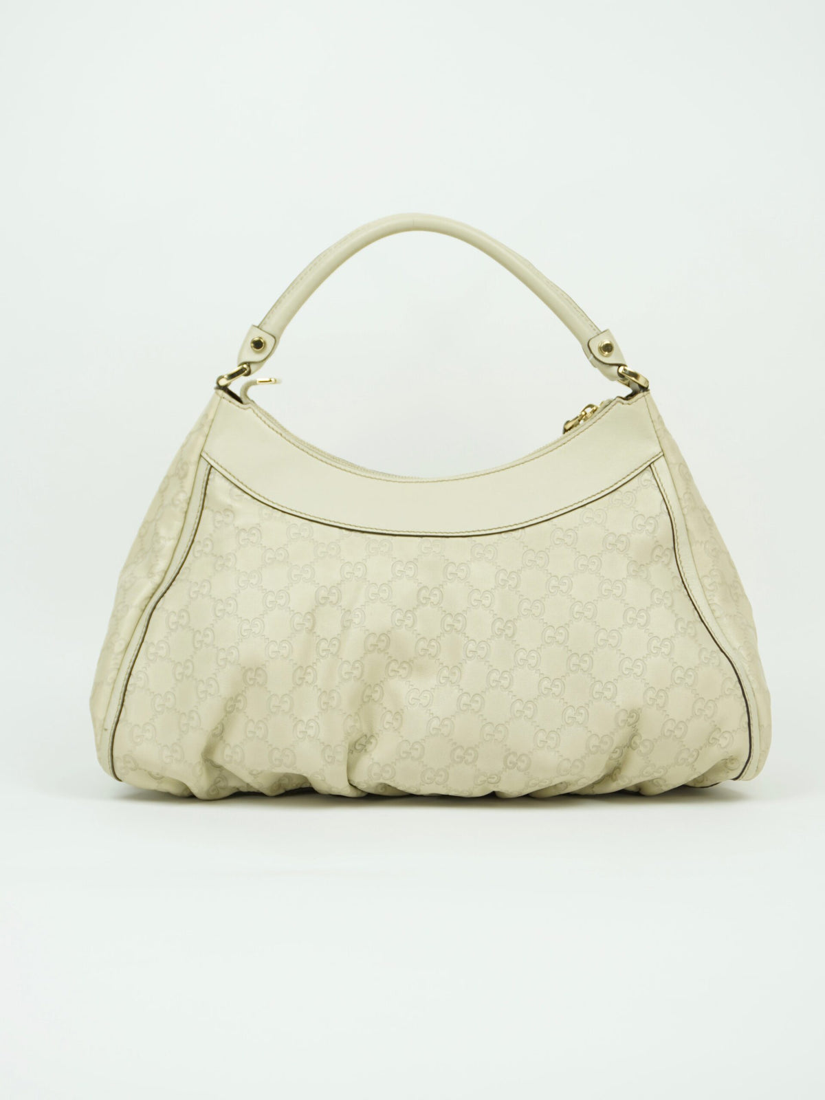GUCCI LEATHER EMBOSSED MONOGRAM ABBEY BAG