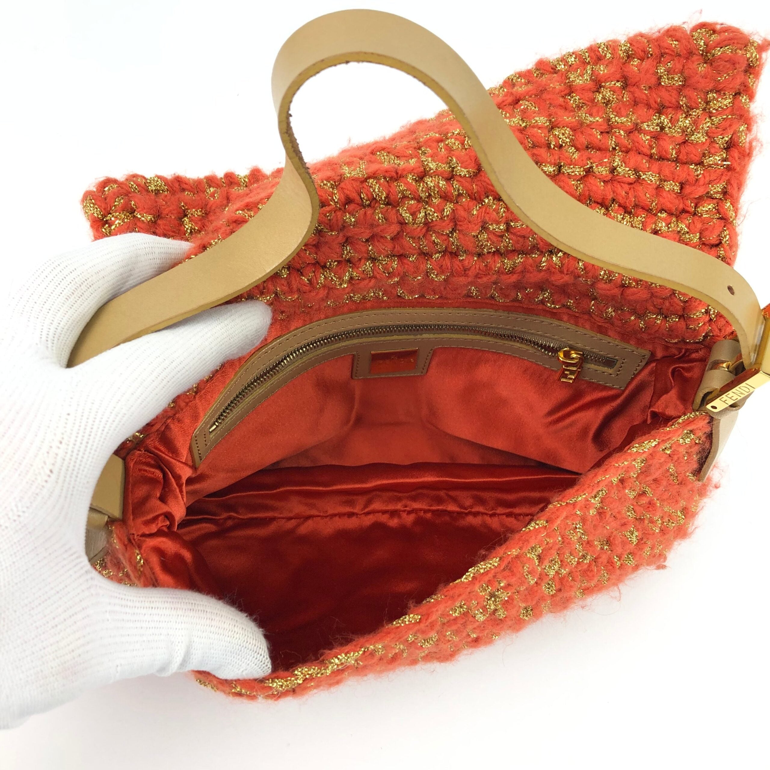 FENDI CROCHET BAGUETTE SHOULDER BAG