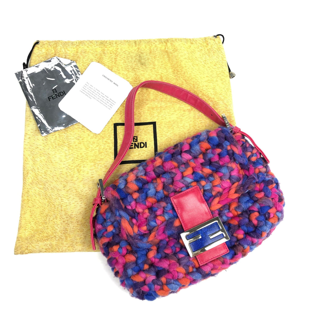 FENDI CROCHET BAGUETTE SHOULDER BAG