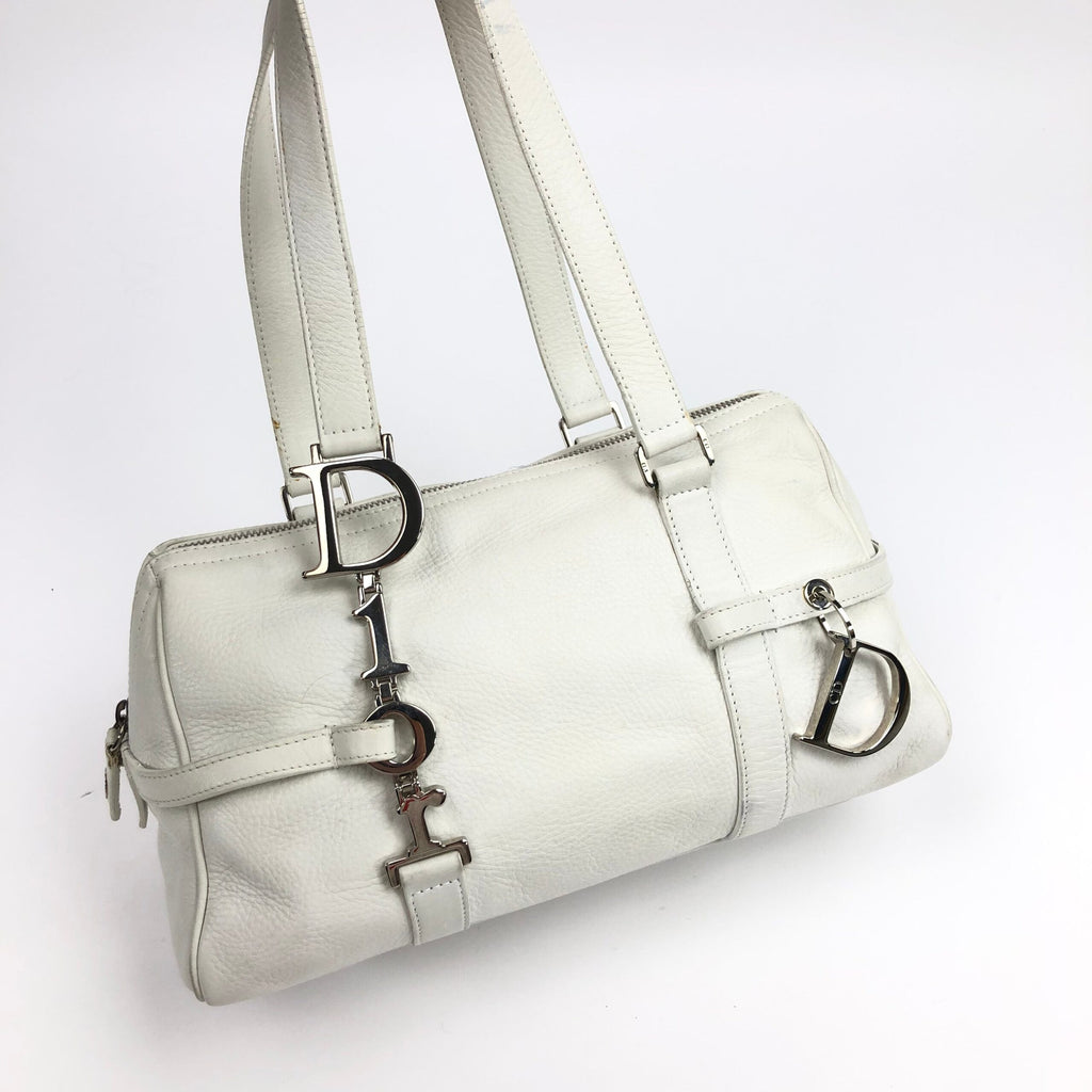 CHRISTIAN DIOR LEATHER BAG WITH SILVER HARDWARE