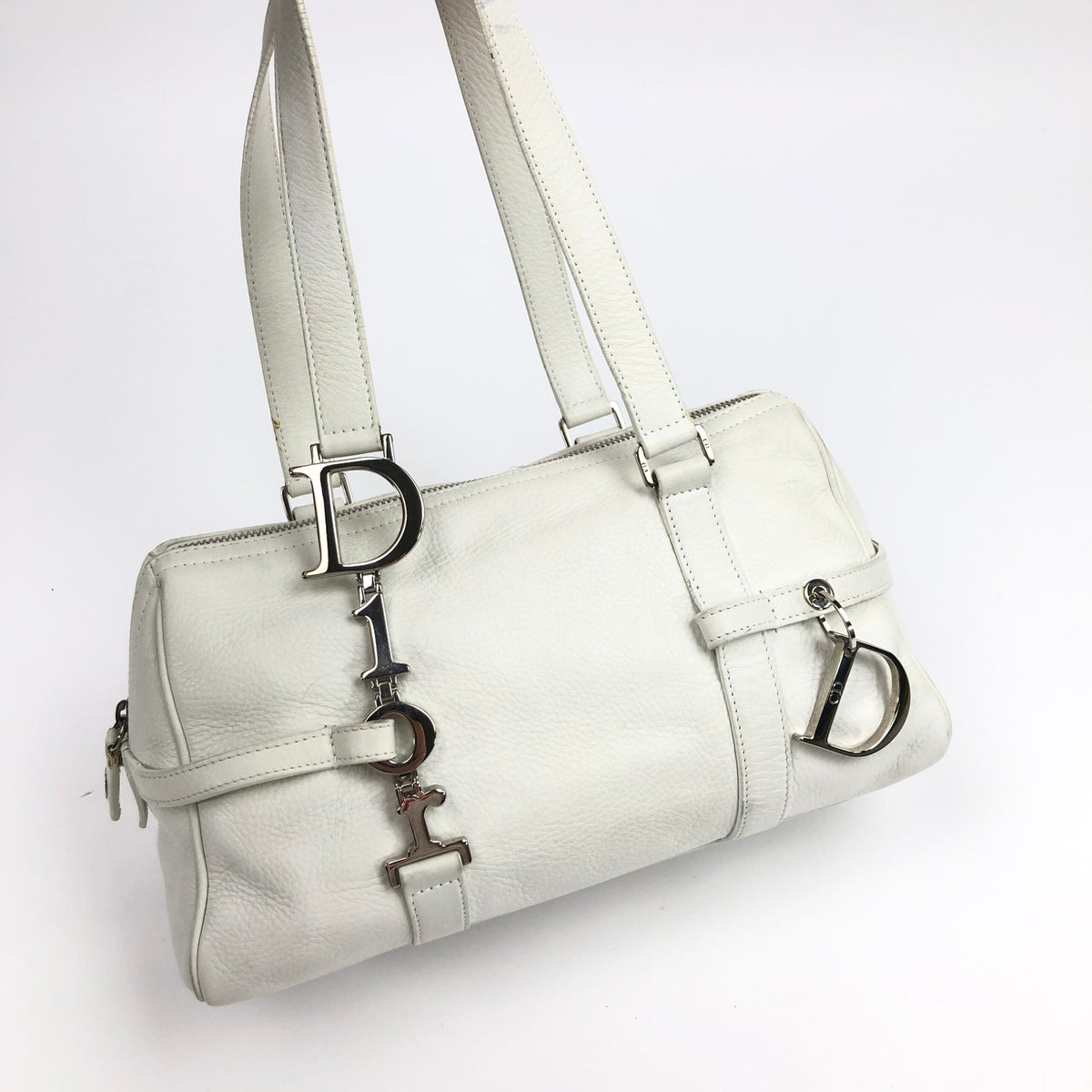 CHRISTIAN DIOR LEATHER BAG WITH SILVER HARDWARE