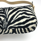 FENDI FLUFFY ZEBRA BAGUETTE SHOULDER BAG