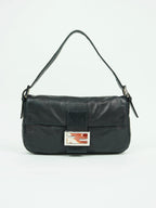 FENDI LEATHER BAGUETTE WITH MARBLE BUCKLE