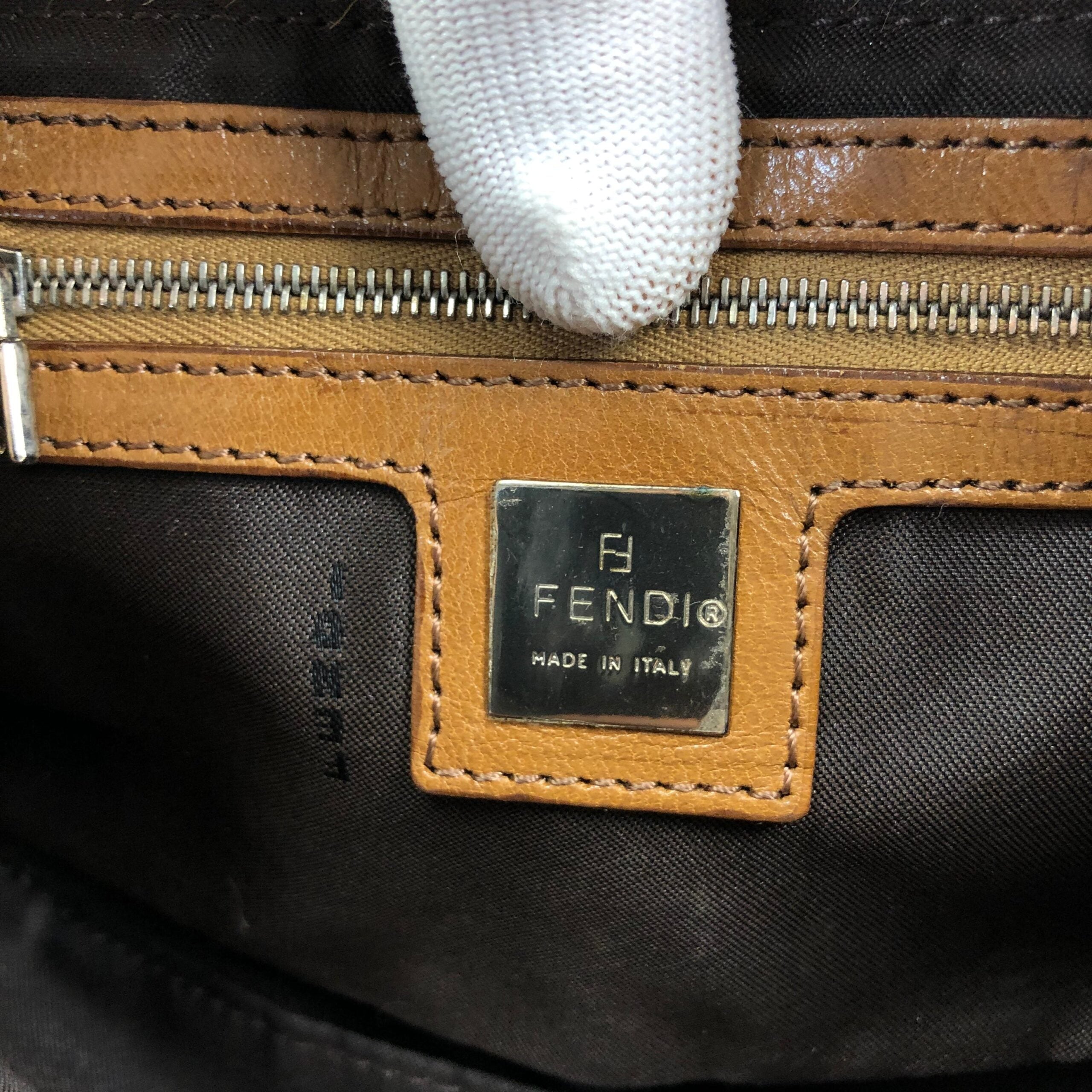 FENDI LEOPARD CALF HAIR BAGUETTE SHOULDER BAG