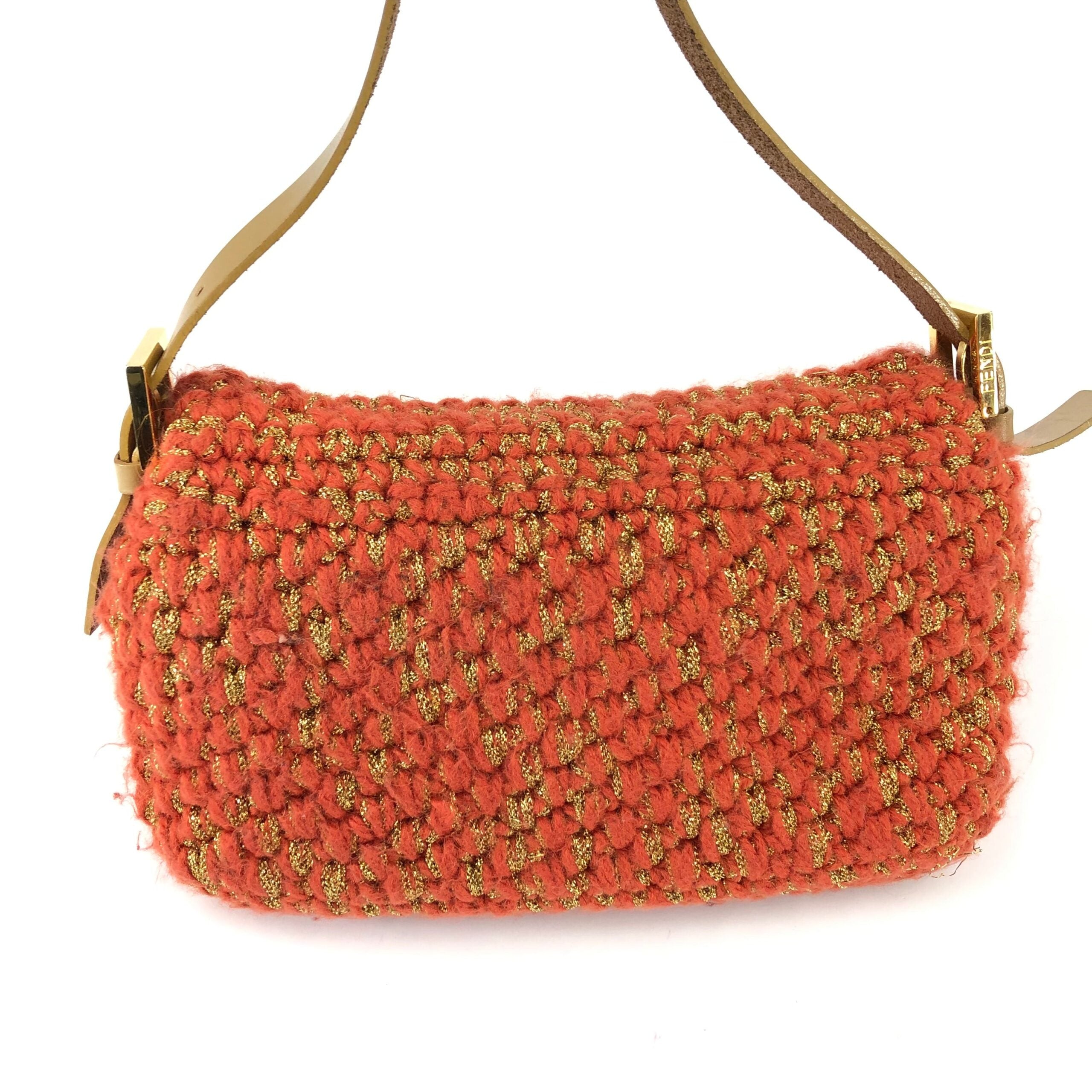 FENDI CROCHET BAGUETTE SHOULDER BAG