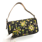FENDI ZUCCA BEADED BAGUETTE BAG WITH EXOTIC LIZARD DETAILING