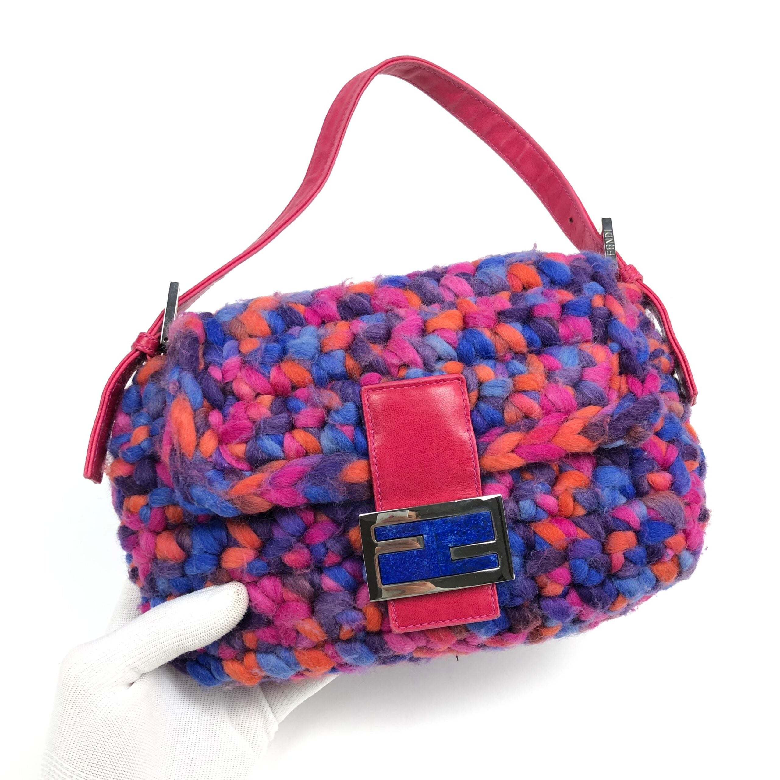 FENDI CROCHET BAGUETTE SHOULDER BAG