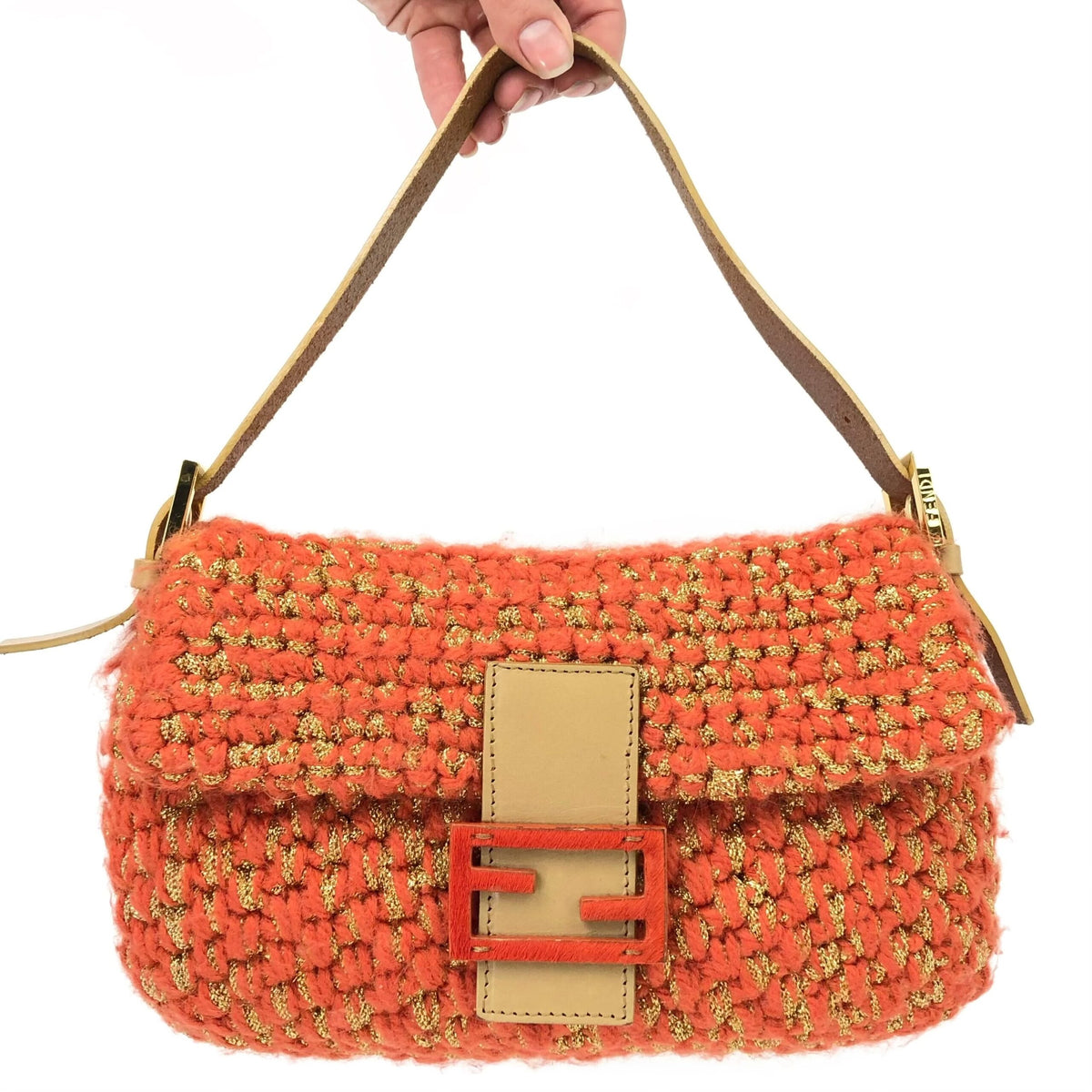 FENDI CROCHET BAGUETTE SHOULDER BAG