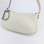 CHRISTIAN DIOR LEATHER SHOULDER BAG WITH SILVER DETAILING