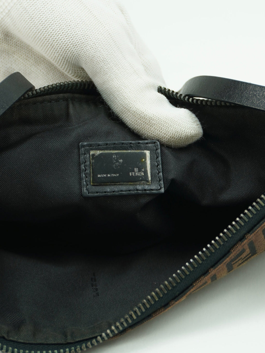 FENDI ZUCCA CRESCENT SHOULDER BAG