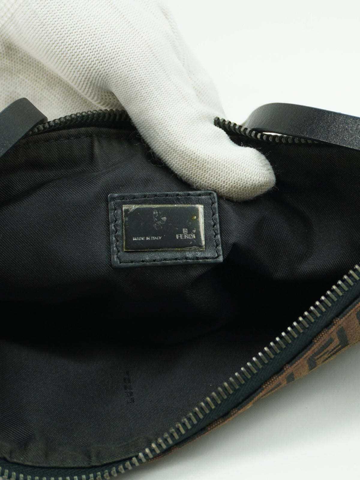 FENDI ZUCCA CRESCENT SHOULDER BAG