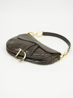 CHRISTIAN DIOR BROWN LEATHER SADDLE BAG