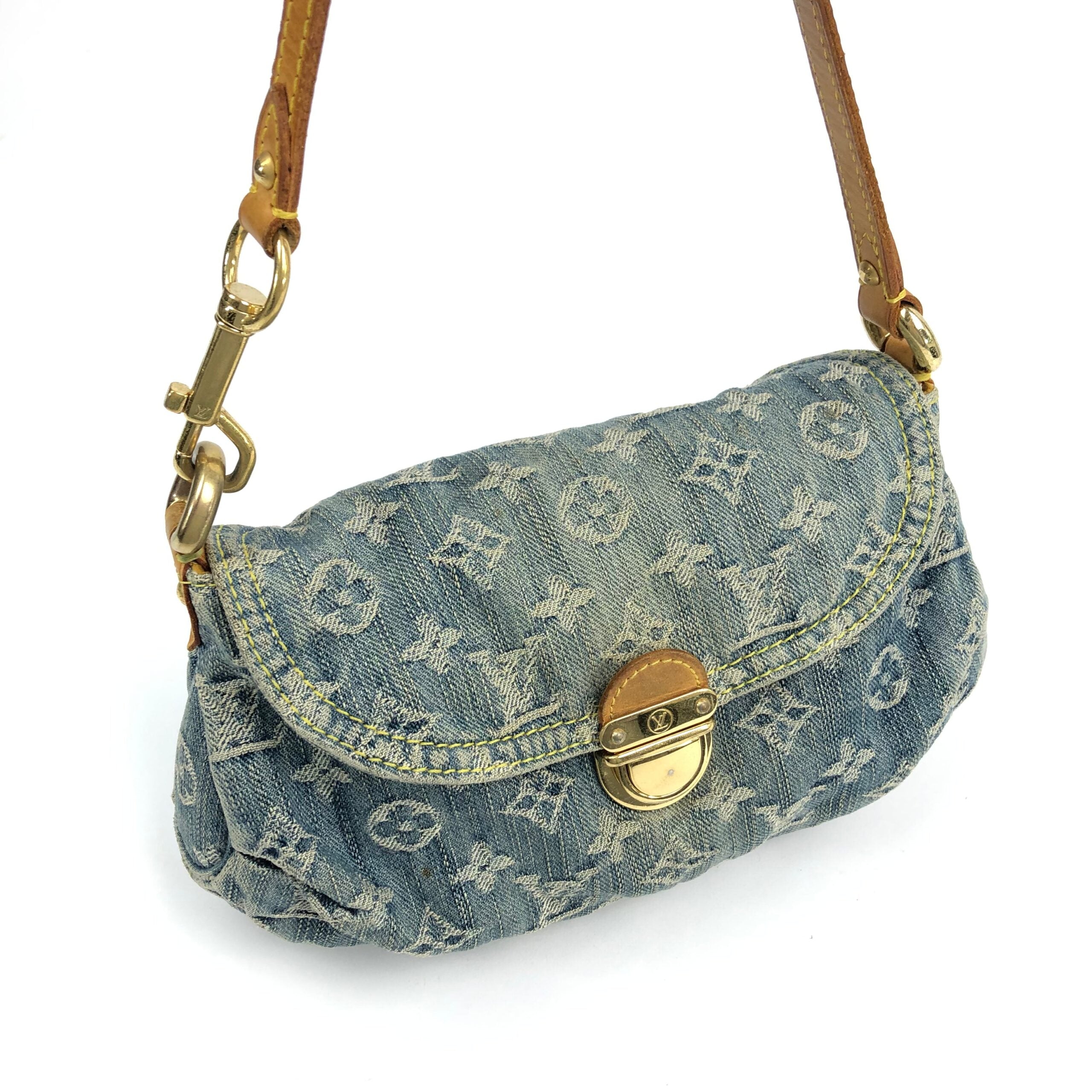 LOUIS VUITTON DENIM PLEATY SHOULDER BAG