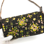 FENDI ZUCCA BEADED BAGUETTE BAG WITH EXOTIC LIZARD DETAILING