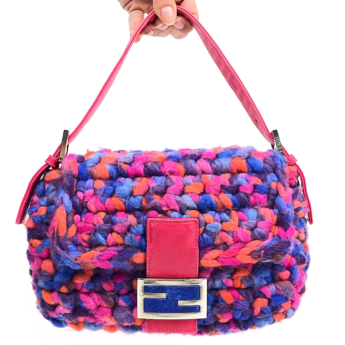 FENDI CROCHET BAGUETTE SHOULDER BAG
