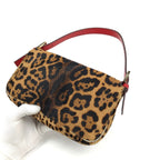 FENDI LEOPARD PONY HAIR BAGUETTE SHOULDER BAG