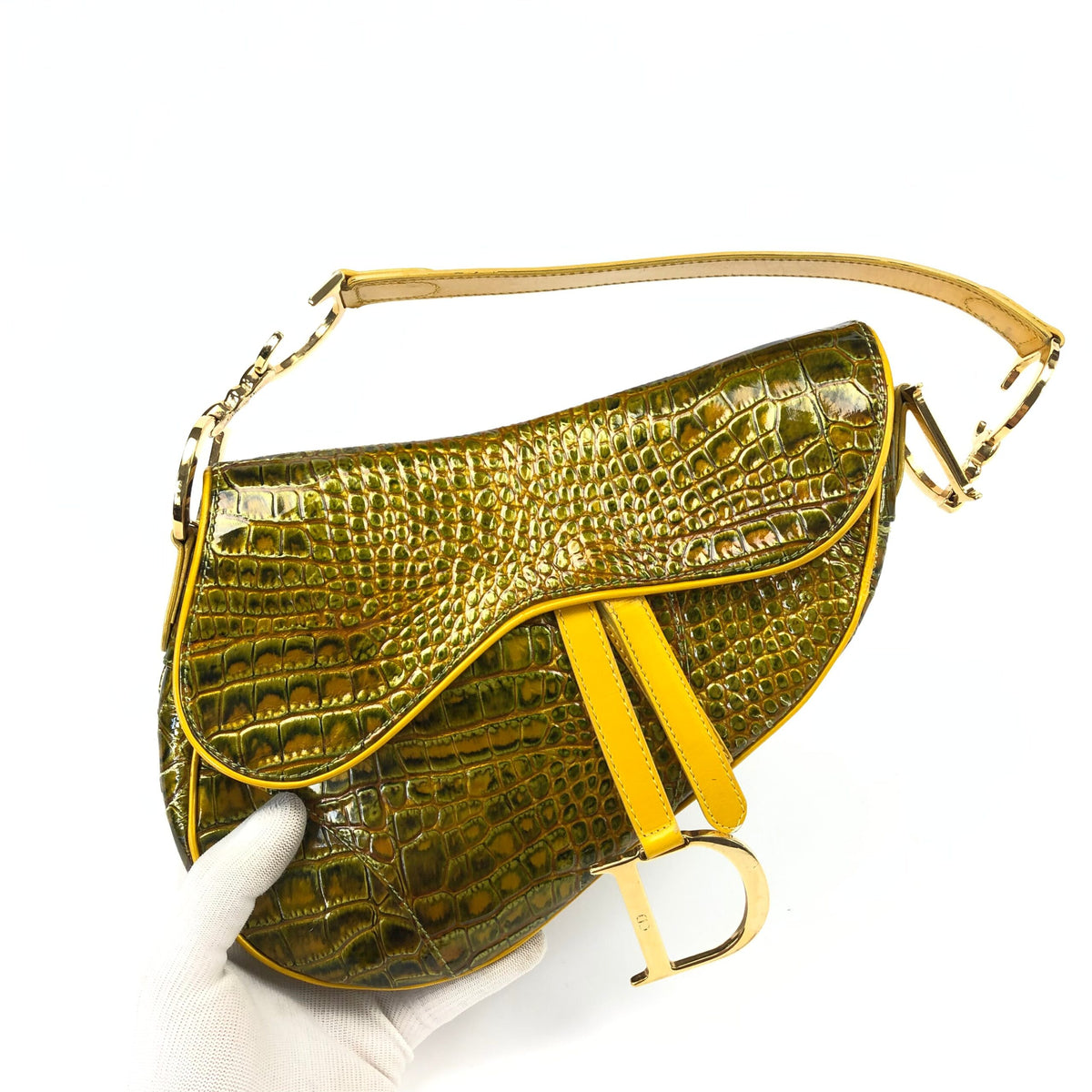 CHRISTIAN DIOR CROCODILE SADDLE BAG