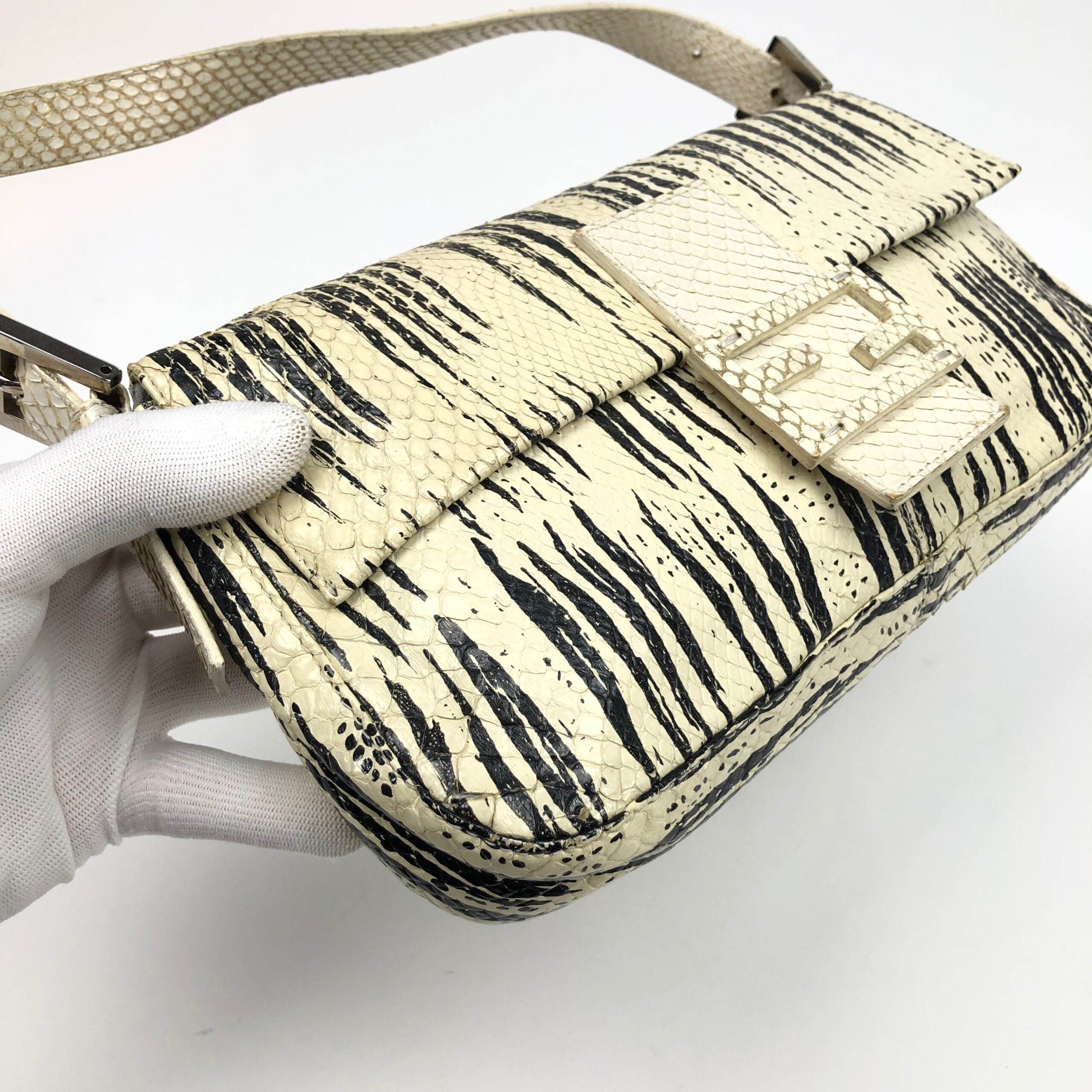 FENDI PYTHON SNAKESKIN BAGUETTE SHOULDER BAG