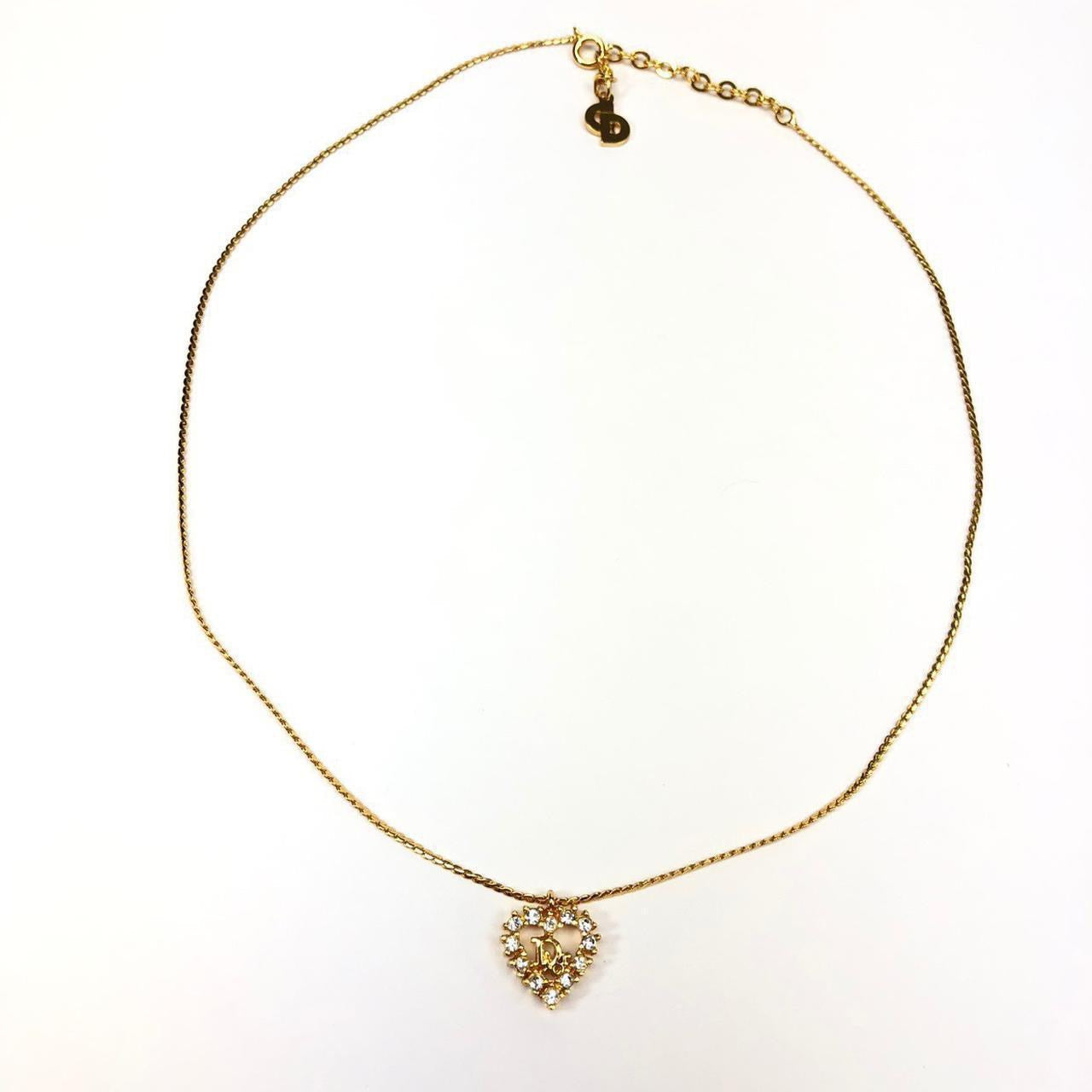 CHRISTIAN DIOR JEWELLED HEART NECKLACE