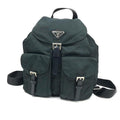 PRADA NYLON DOUBLE BUCKLE BACKPACK DARK GREY/GREEN