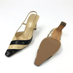 CHANEL LOGO SLING-BACK MULE HEELS