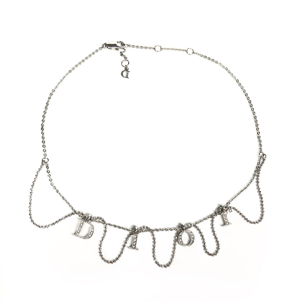 CHRISTIAN DIOR JEWELLED SPELL-OUT NECKLACE