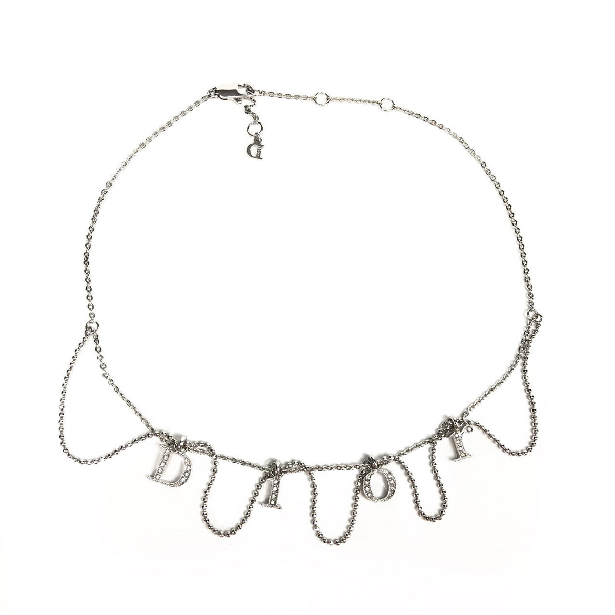 CHRISTIAN DIOR JEWELLED SPELL-OUT NECKLACE