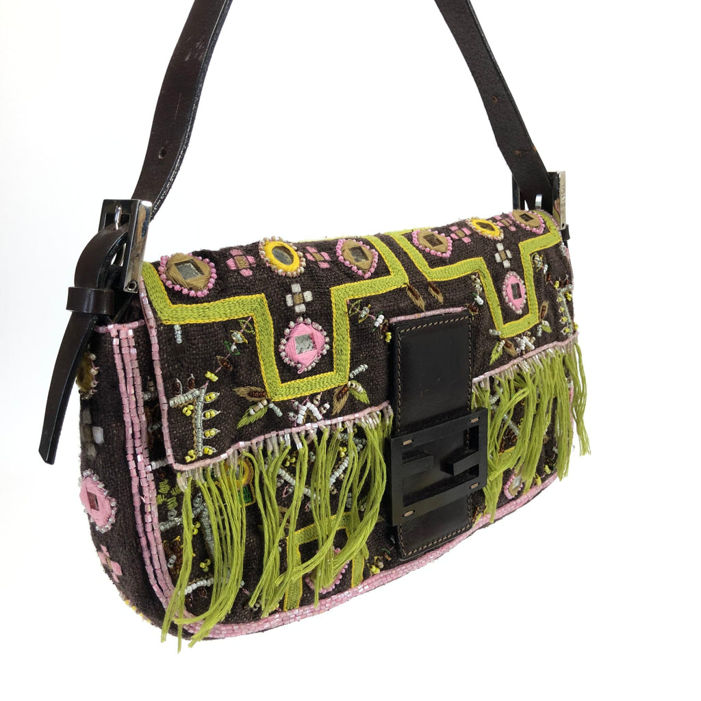 FENDI BEADED BAGUETTE SHOULDER BAG