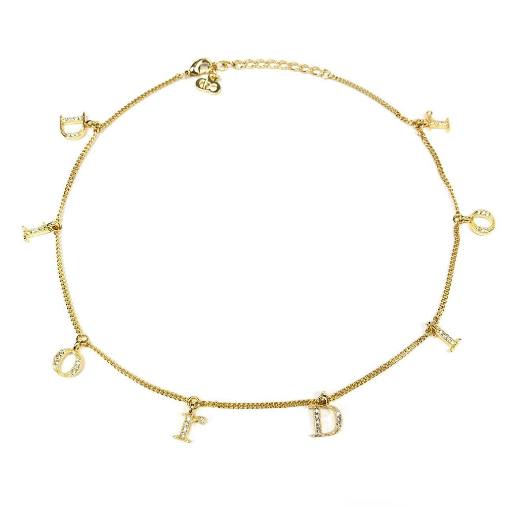 CHRISTIAN DIOR JEWELLED SPELL-OUT NECKLACE