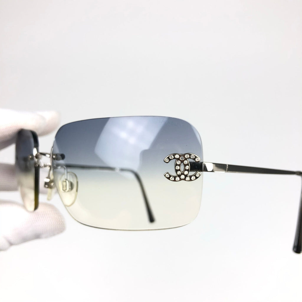 CHANEL BLUE GRADIENT RIMLESS SUNGLASSES