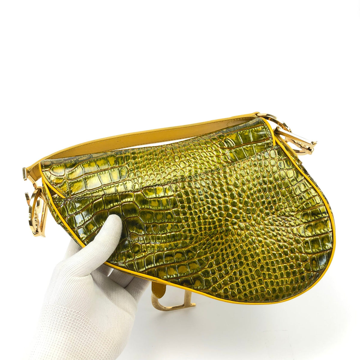 CHRISTIAN DIOR CROCODILE SADDLE BAG