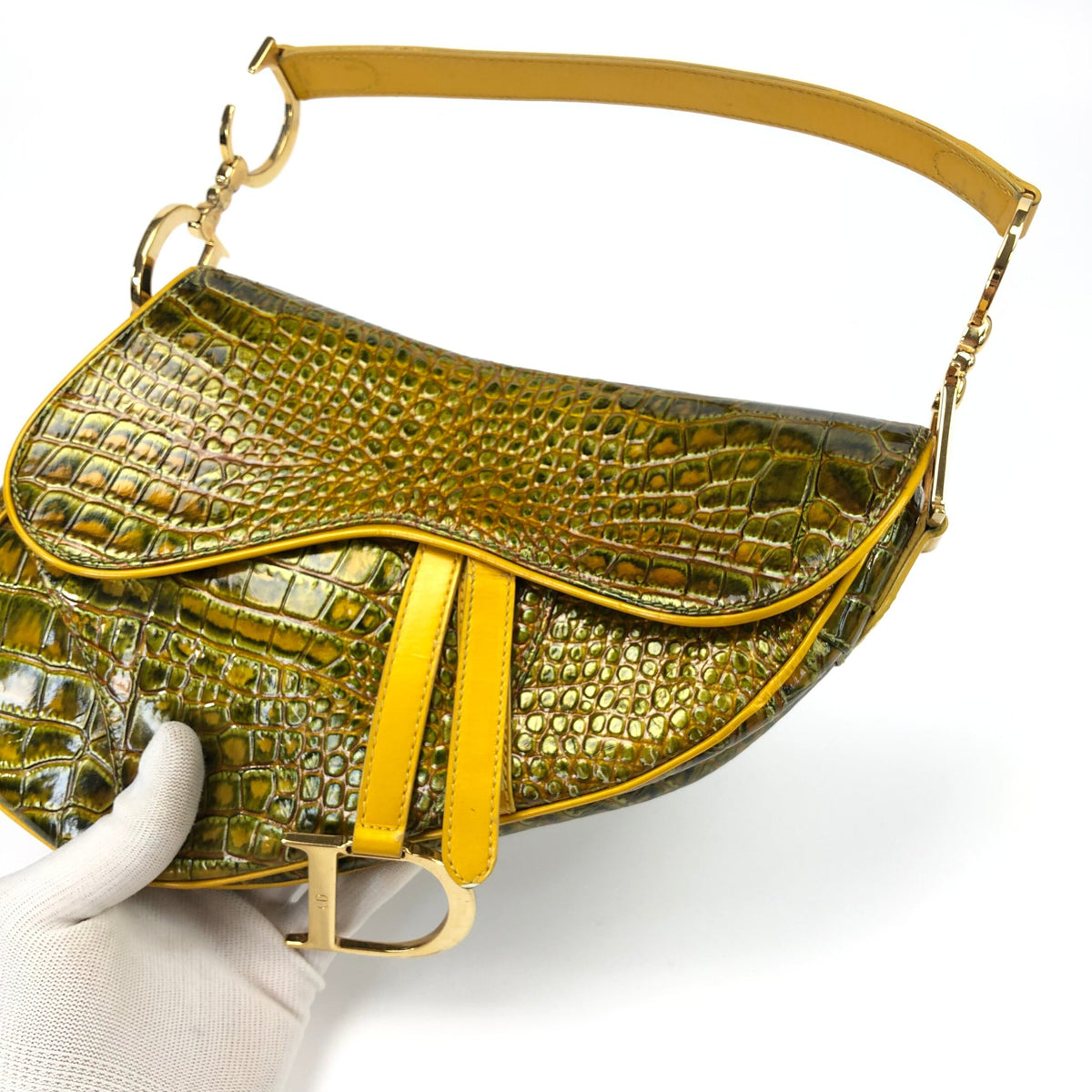 CHRISTIAN DIOR CROCODILE SADDLE BAG