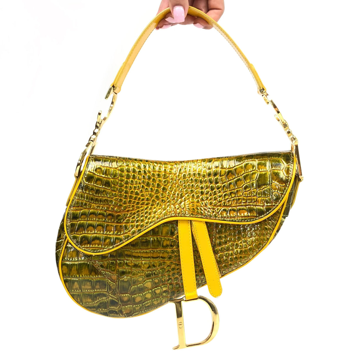CHRISTIAN DIOR CROCODILE SADDLE BAG