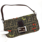 FENDI ZUCCA CASHMERE WOOL BAGUETTE SHOULDER BAG