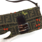 FENDI ZUCCA CASHMERE WOOL BAGUETTE SHOULDER BAG