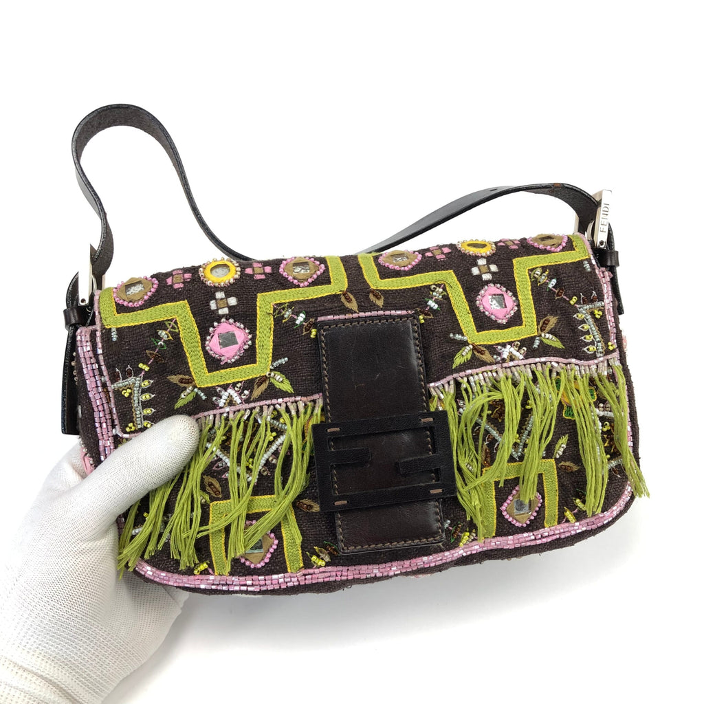 FENDI BEADED BAGUETTE SHOULDER BAG