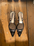 CHANEL LOGO BOW SLING-BACK MULE HEELS - UK 3 / US 5 / EU 36