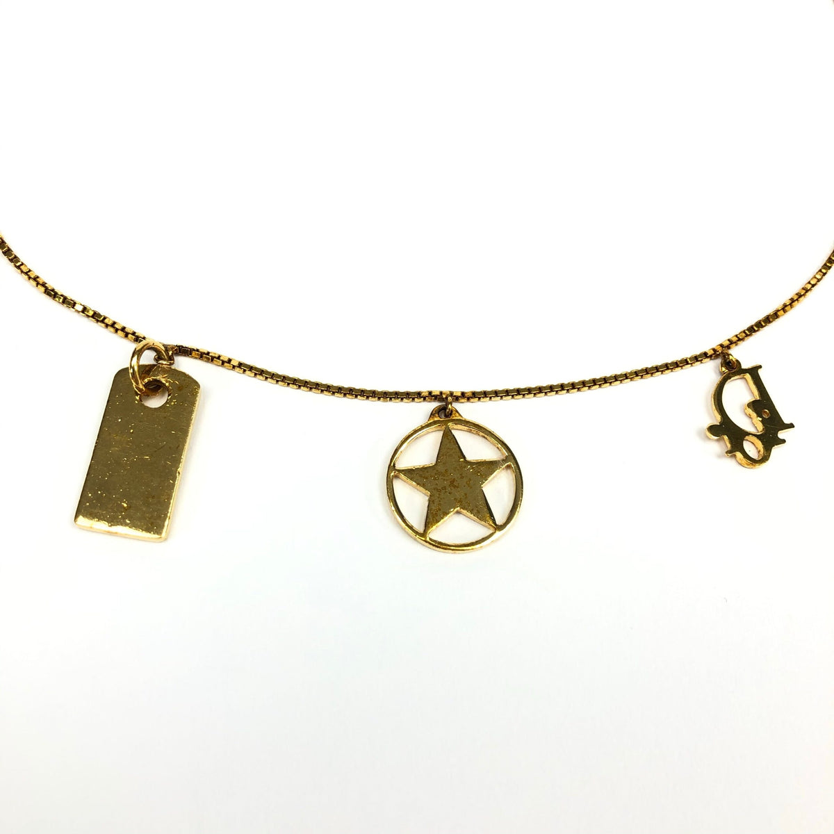 CHRISTIAN DIOR TRIPLE LOGO NECKLACE