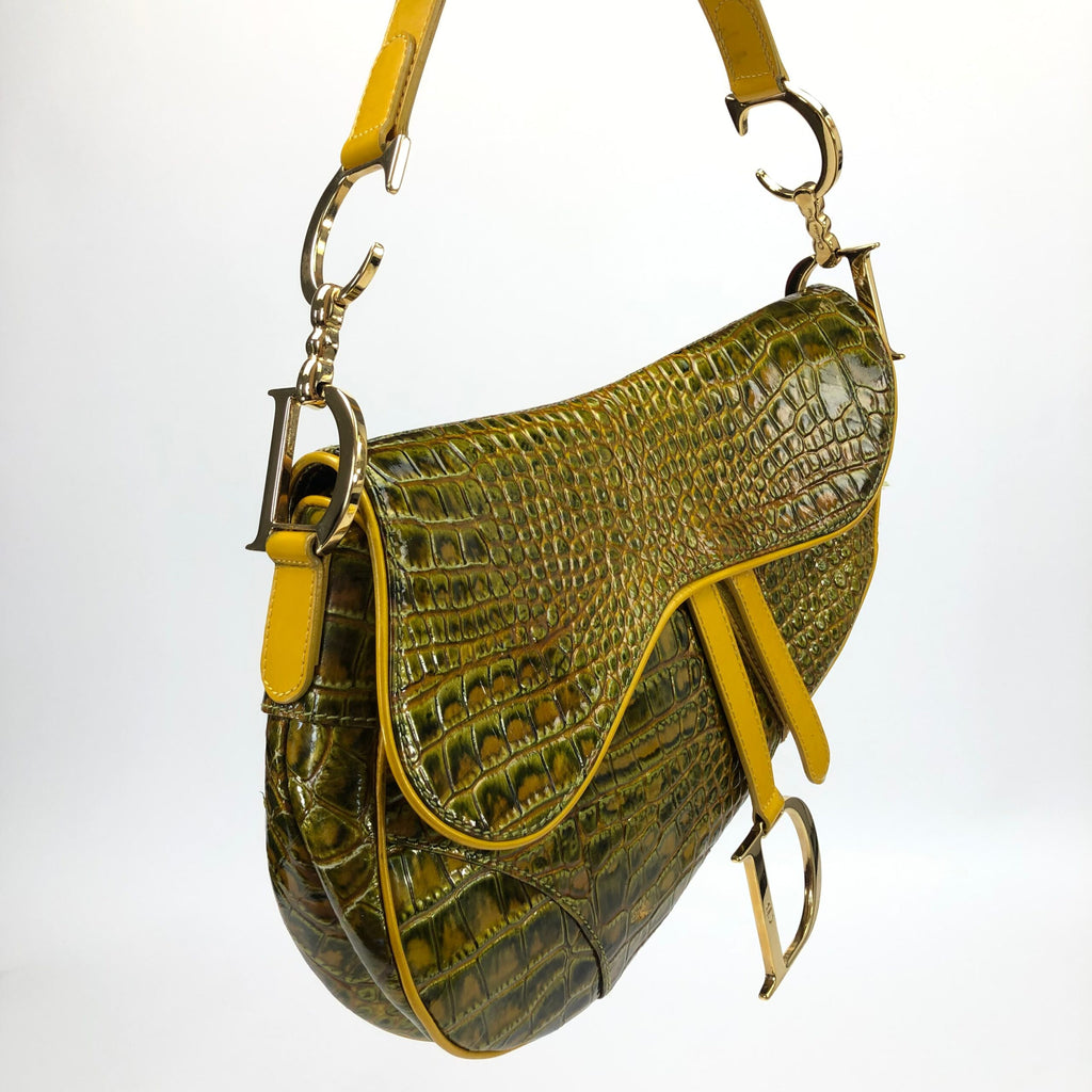 CHRISTIAN DIOR CROCODILE SADDLE BAG