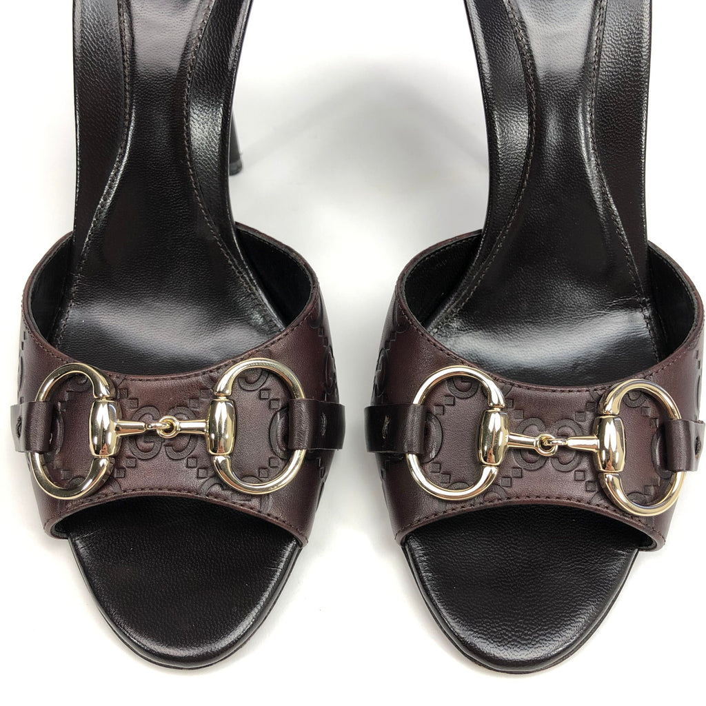 GUCCI MONOGRAM HORSEBIT HEELS -  UK 4.5 / US 6.5 / EU 37.5