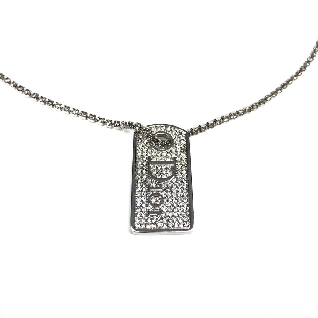 CHRISTIAN DIOR JEWELLED TAG NECKLACE