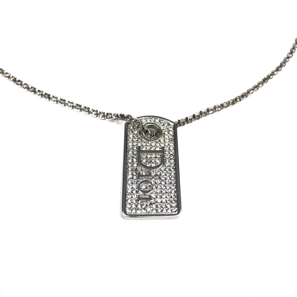 CHRISTIAN DIOR JEWELLED TAG NECKLACE