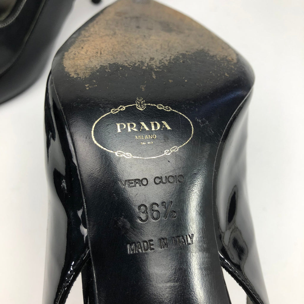 PRADA SLING-BACK LEATHER HEELS -  UK 3.5 / US 5.5 / EU 36.5