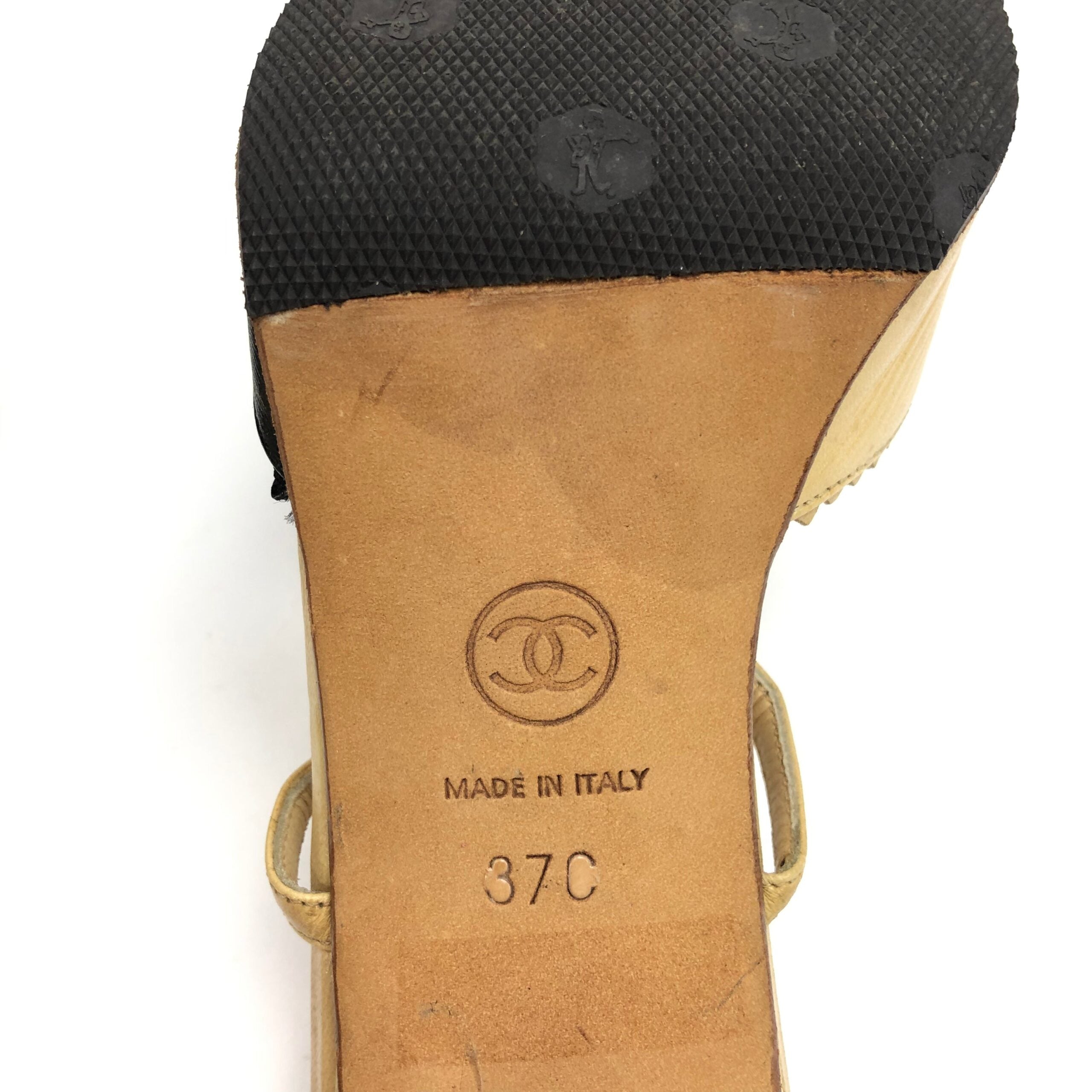 CHANEL LOGO SLING-BACK MULE HEELS -  UK 4, US 6, EU 37
