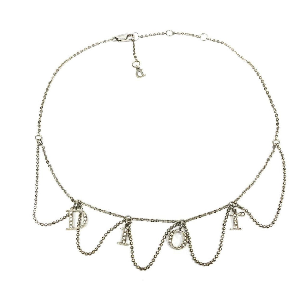 CHRISTIAN DIOR JEWELLED SPELL-OUT NECKLACE