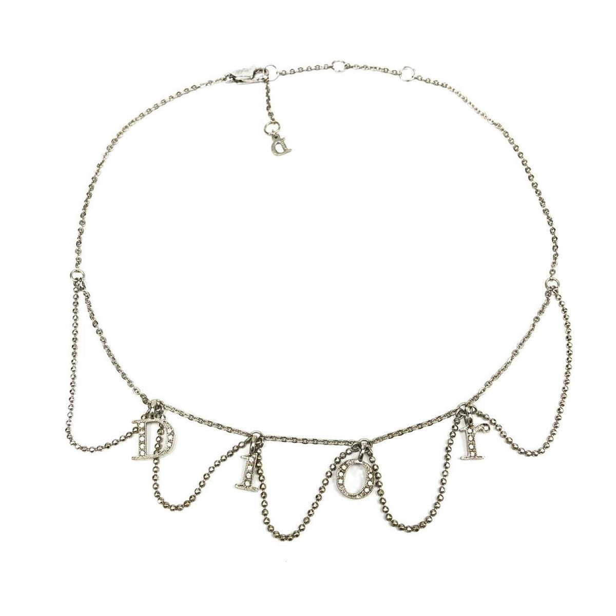 CHRISTIAN DIOR JEWELLED SPELL-OUT NECKLACE